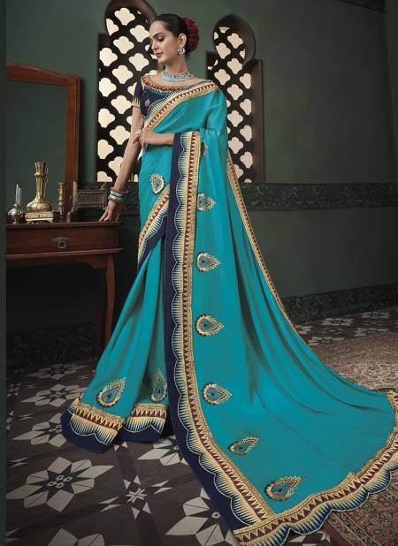 Sky Blue Colour BK Vanya 3100 Fancy Latest Designer Festive Wear Heavy Satin Saree Collection 3116